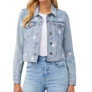 Pistola star embroidered crop denim jacket